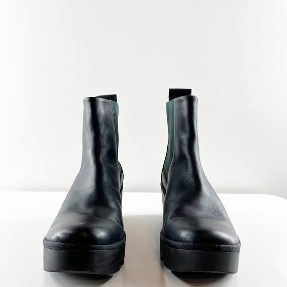 Fly London Leather Arkansas Wedge Pull On Boots Booties Black 10 - Picture 3 of 8